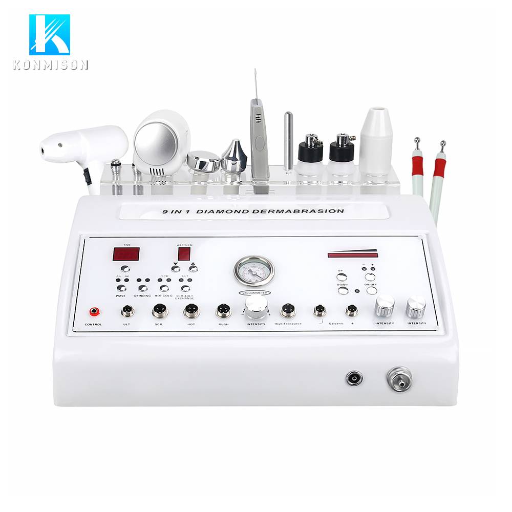 9 In 1 Multifunction Facial Machine With Skin Scrubber High Frequency Bio Ultrasound Dermabrasion Facial Brush