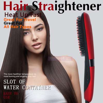 Fast hair brush straightener ceramic permanent steam hair straightening brush